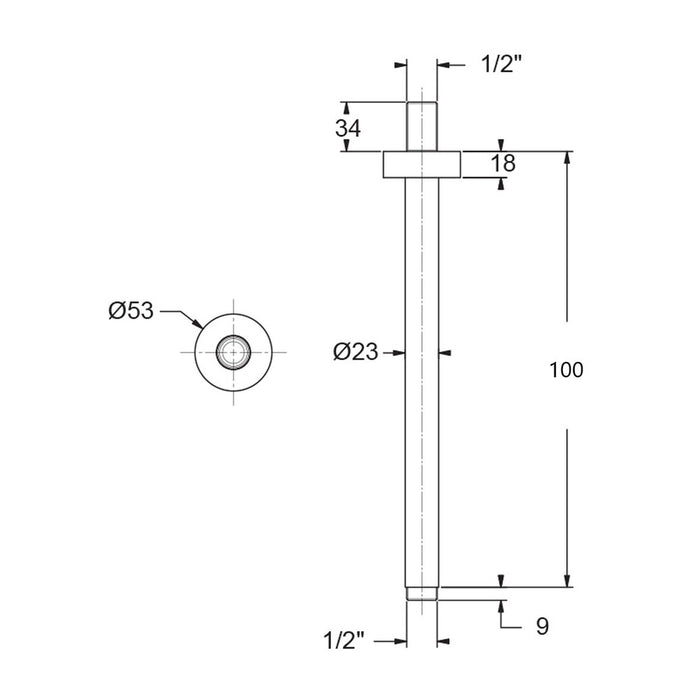 PRESTO 65809 Brazo de ducha vertical nox Inox