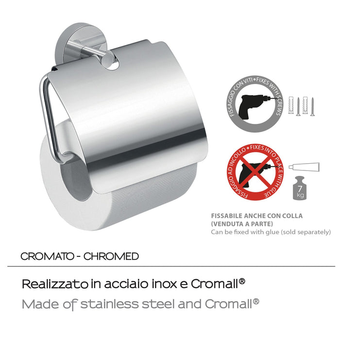 GEDY 23251300200 EROS Portarrollos Con Tapa Cromo