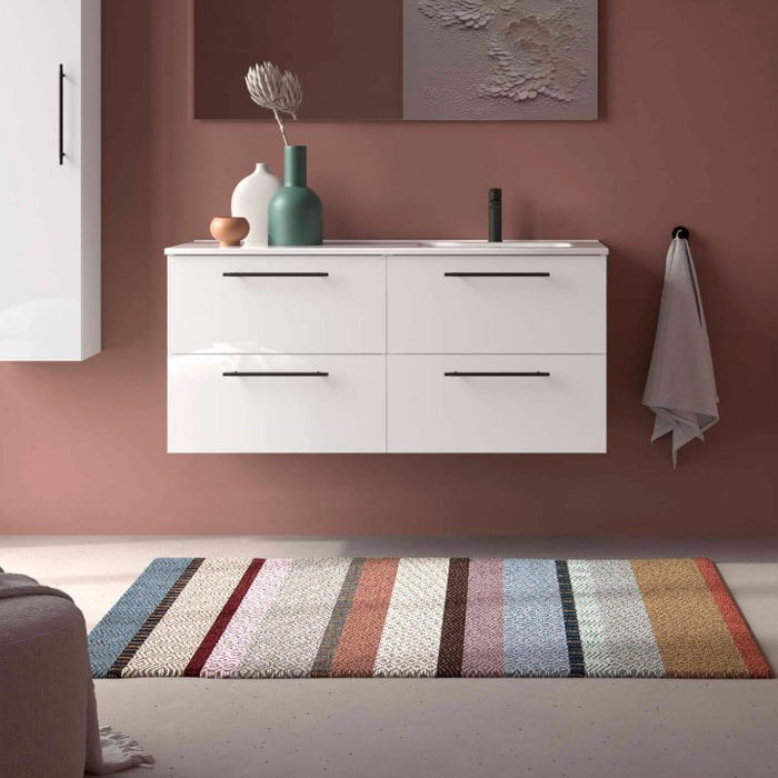 SALGAR 118732 SILANE Mueble+Lavabo 120 Blanco Satinado Tirador Negro Con Encimera Izquierda