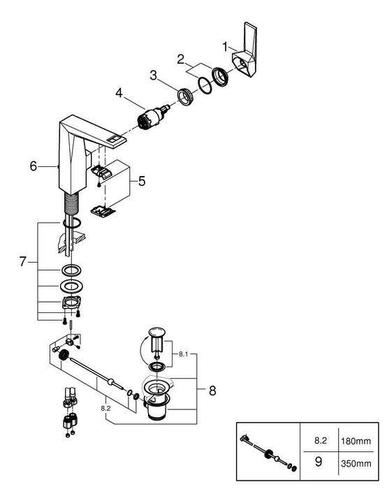 GROHE 29 193 A01 ESSENCE Monomando de lavabo mural 1/2" tamaño L grafito brillo