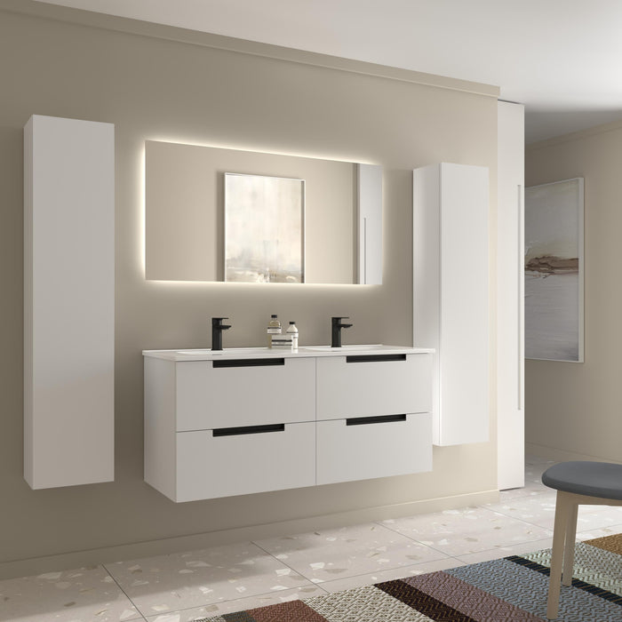 SALGAR 121980 LENI Mueble de Baño 2 pozas Porcelana 120cm Blanco Mate