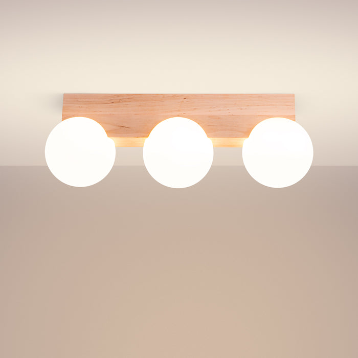 SOLLUX SL.1684 Lámpara de techo BULBO 3 madera natural madera natural/blanco