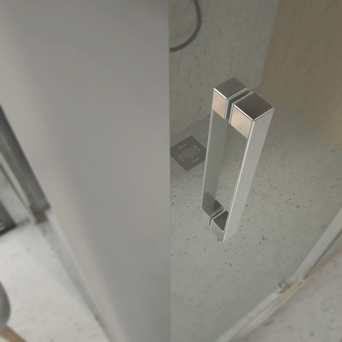 BATHME LONDON-3 Mampara Ducha Lateral Fijo+Frontal Corredera Cromo Transparente