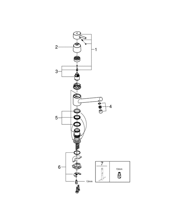 GROHE 25 248 KF1 ESSENCE Monomando para baño ducha 1/2" Montado a suelo negro