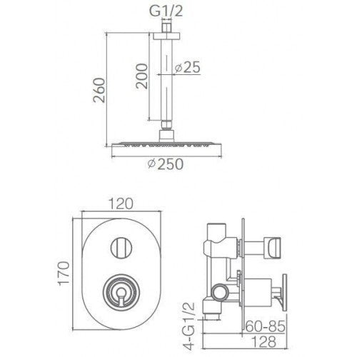 IMEX GTV038 VESUBIO Conjunto de Ducha Empotrado Monomando Cromo