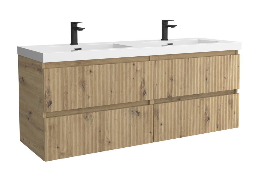 SALGAR 121750 KIRA Mueble de Baño 2 pozas Carga Mineral 140cm Roble