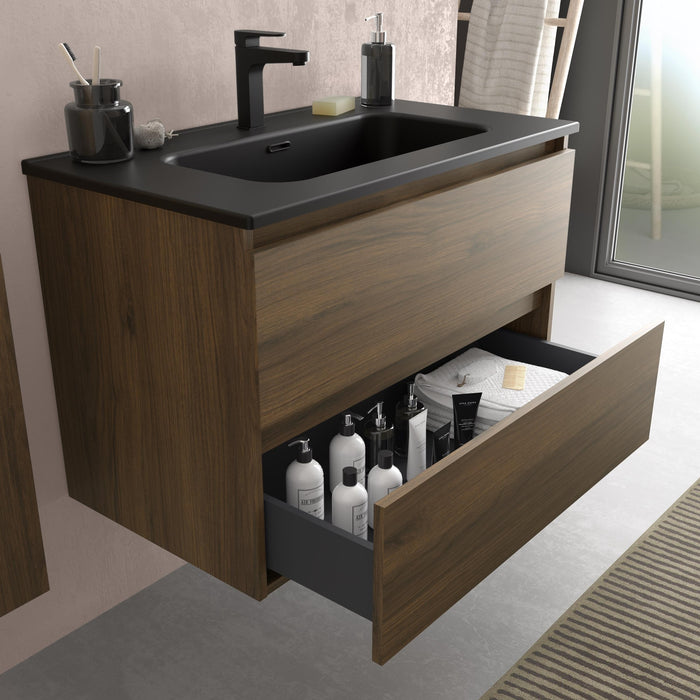 SALGAR BEQUIA Mueble Con Lavabo Constanza Negro 120 cm Nogal