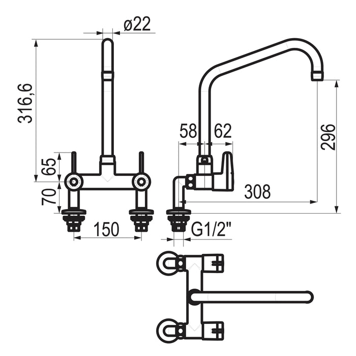PRESTO 70808 Grifo fregadero industrial Cromo