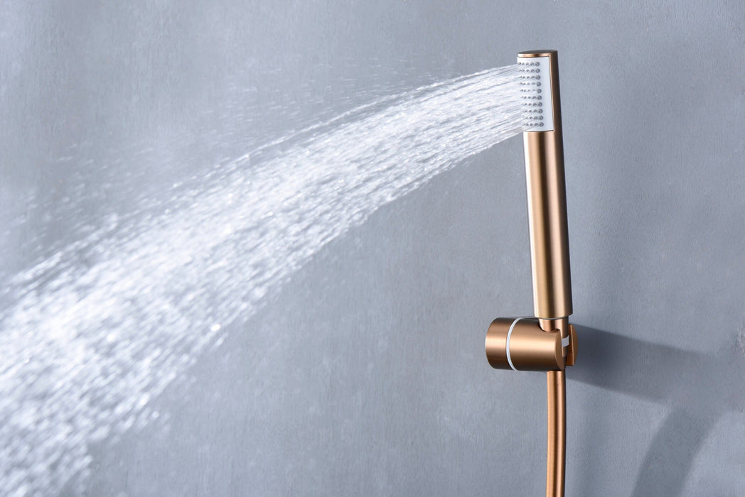 IMEX BDM039-5ORC MONZA Kit Monomando Grifo Ducha Oro Rosa Cepillado