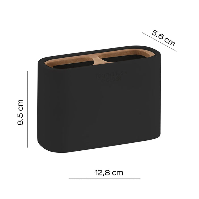 GEDY 13981400000 NINFEA Toothbrush Holder Black-Bamboo