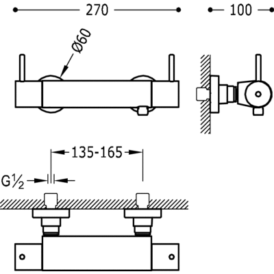 TRES 09026401 Thermostatic Shower Indicated for people with physical disabilities