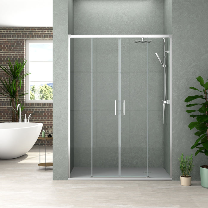 BATHME NIXON Mampara Frontal Ducha 2Fijos+2Correderas Cromo