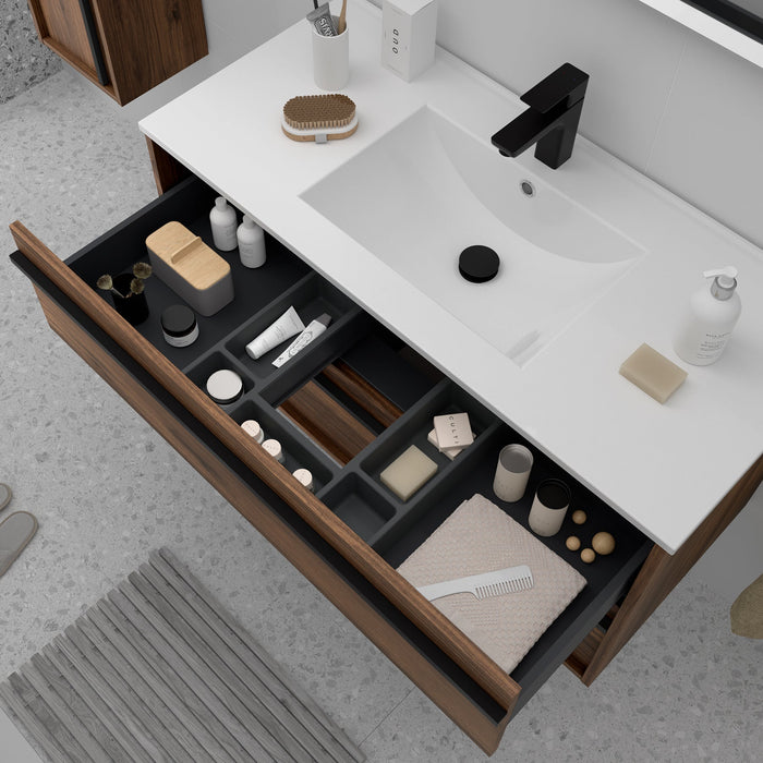 SALGAR 104838 ATTILA Mueble de Baño con Lavabo 4 Cajones 120 cm Color Nogal Maya
