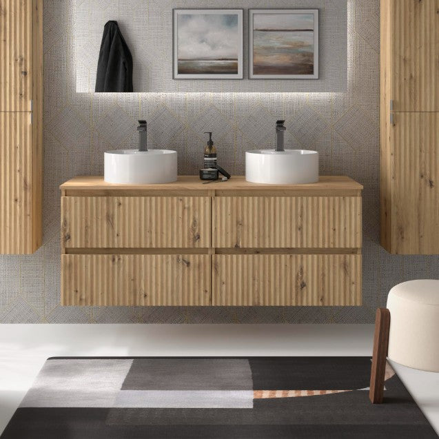 SALGAR 121779 KIRA Mueble+Lavabo LISBOA 140cm Roble