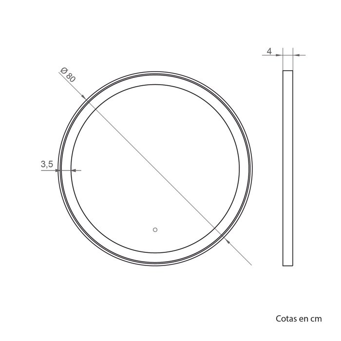 MANILLONS TORRENT 07076040 CIRCULAR Espejo 80Ø  Azul Atlántico