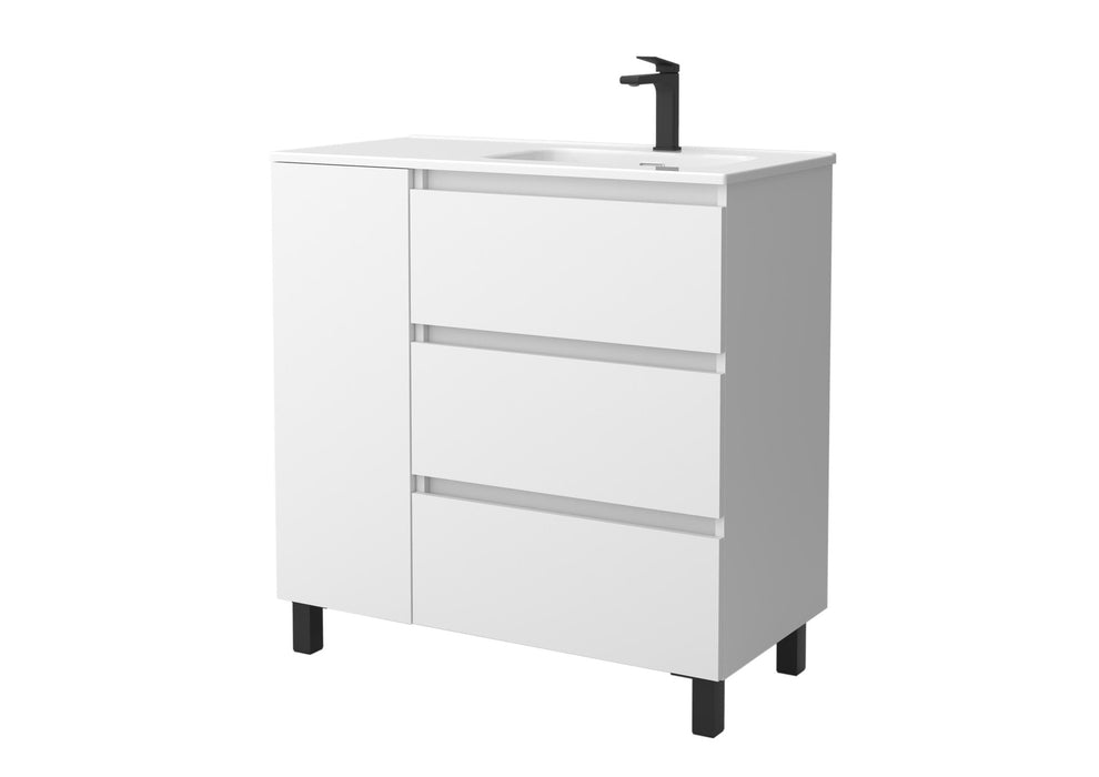 SALGAR 117496 BEQUIA PLUS Mueble de Baño 1 poza Porcelana 110cm Blanco Mate