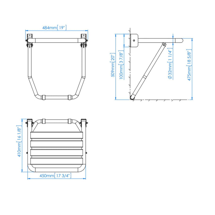 MEDICLINICS AM0251CS Asiento Abatible Pie Acero Mate