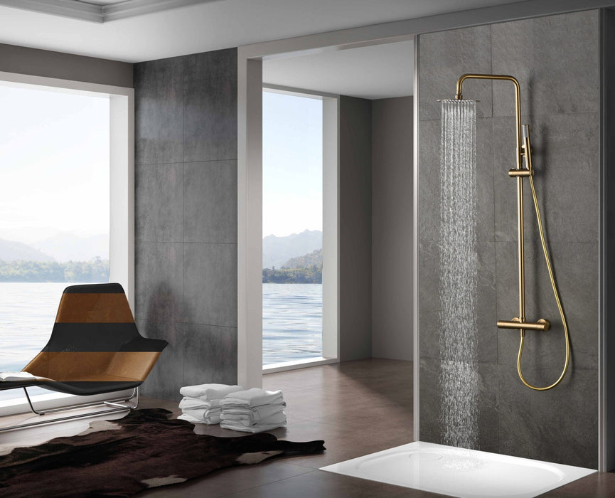 IMEX BTM039/OC MONZA Conjunto Grifo Ducha Telescópico Termostático Oro Cepillado