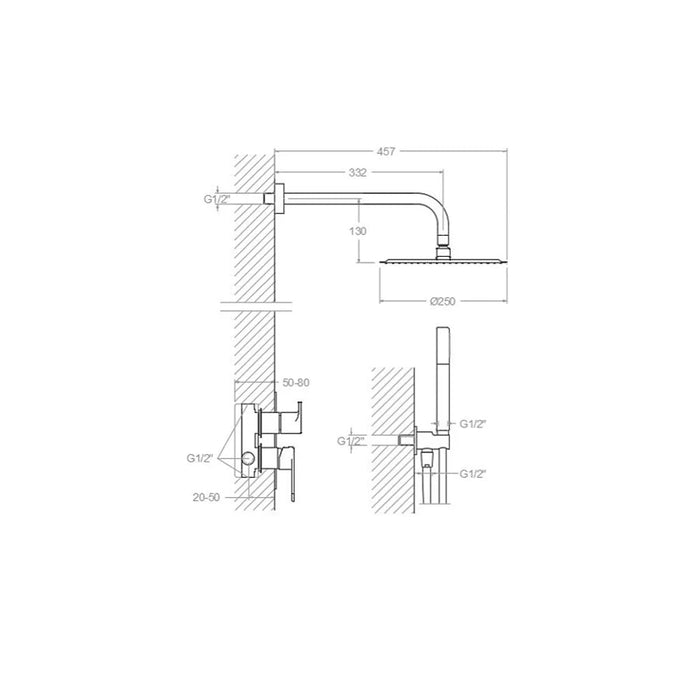 RAMONSOLER K3615021NC ALEXIA Built-in Shower Mixer 2-Way Brushed Nickel Color