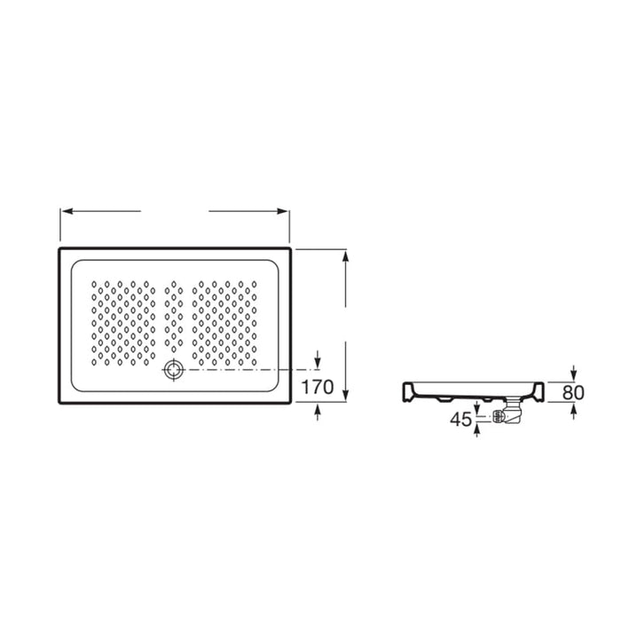ROCA ITALIA Plato Ducha Rectangular Porcelana Blanco