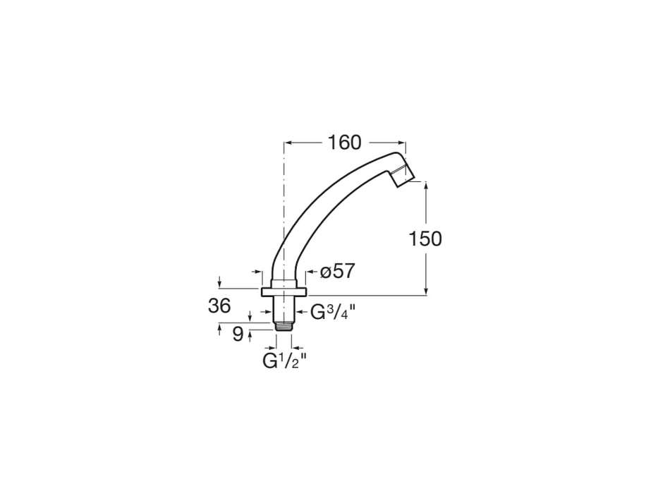 ROCA A505327000 INSTANT Caño de Repisa Cromo