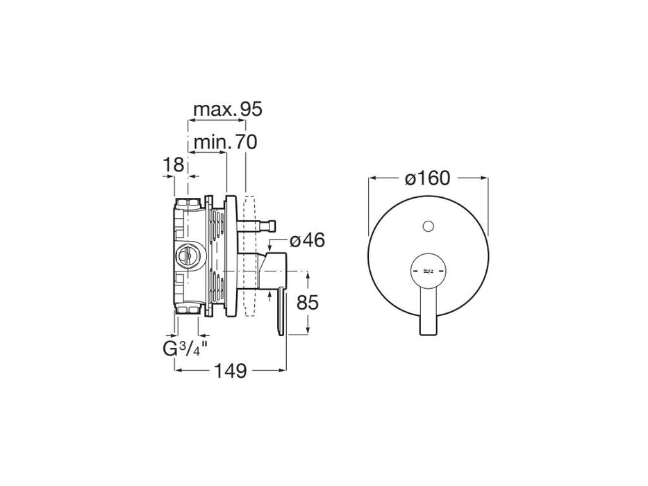 ROCA A5A0B5FSM0 TARGA Grifo Monomando Empotrable para Baño-Ducha con Inversor Automático Acabado Acero Inoxidable