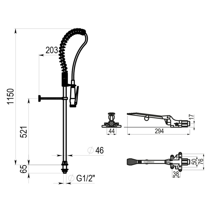 PRESTO 23971 Columna industrial básica con pedal presto 570 Cromo