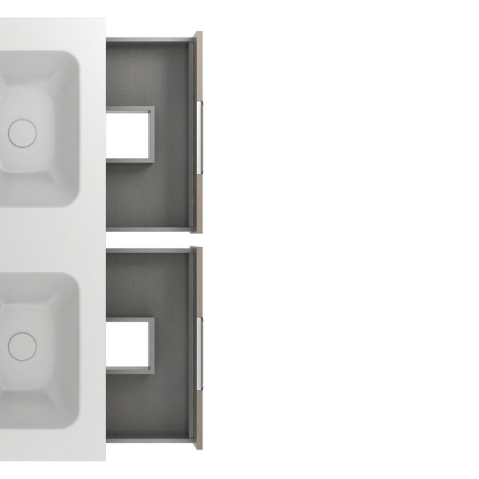 AMIZUVA C0073821 SUKI Mueble de Baño con Lavabo 2 Cajones 120 cm Fumé Arenado