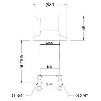 GENEBRE 60171 41 52 66 Llave De Paso 3/4" Brushed Metal