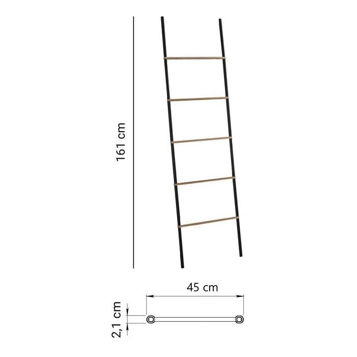 GEDY 30314100000 KENTA Toallero y Columna de Pie Negro Mate-Natural
