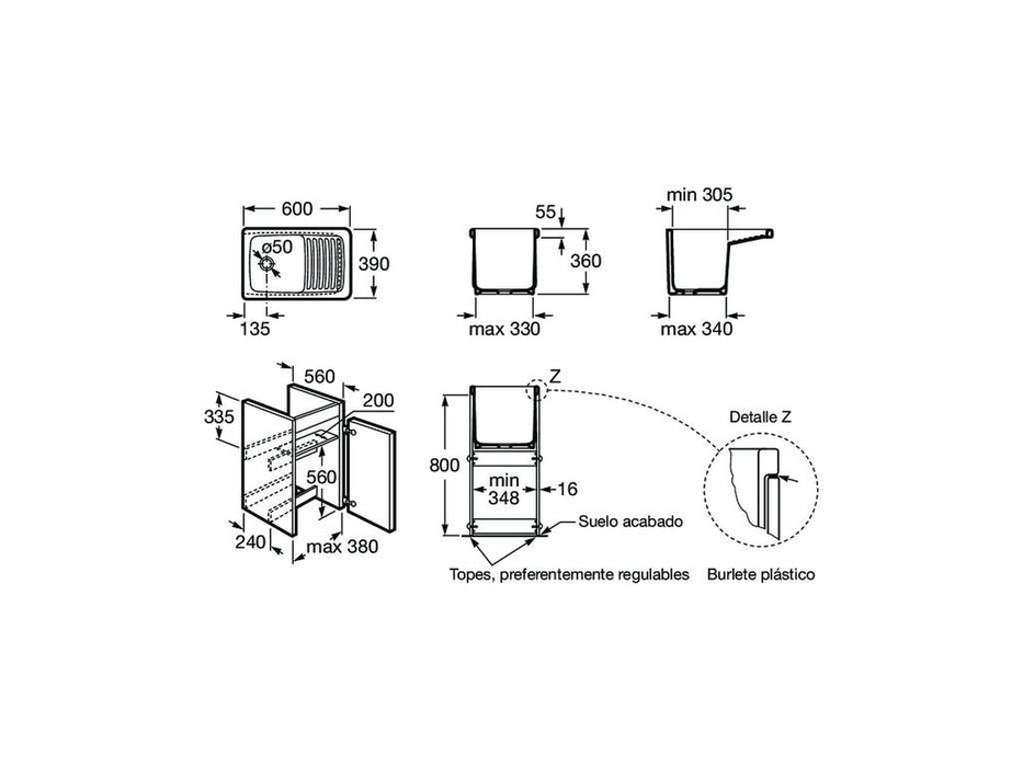 ROCA A856897806 HENARES Furniture For Laundry Sink Basin
