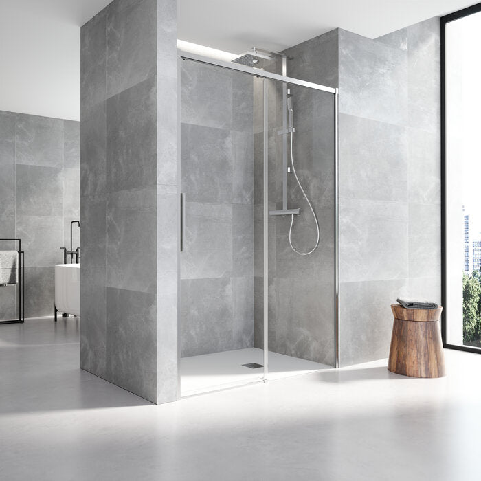 PROFILTEK SALMA Sliding Screen Silver Bright Profile Transparent Glass