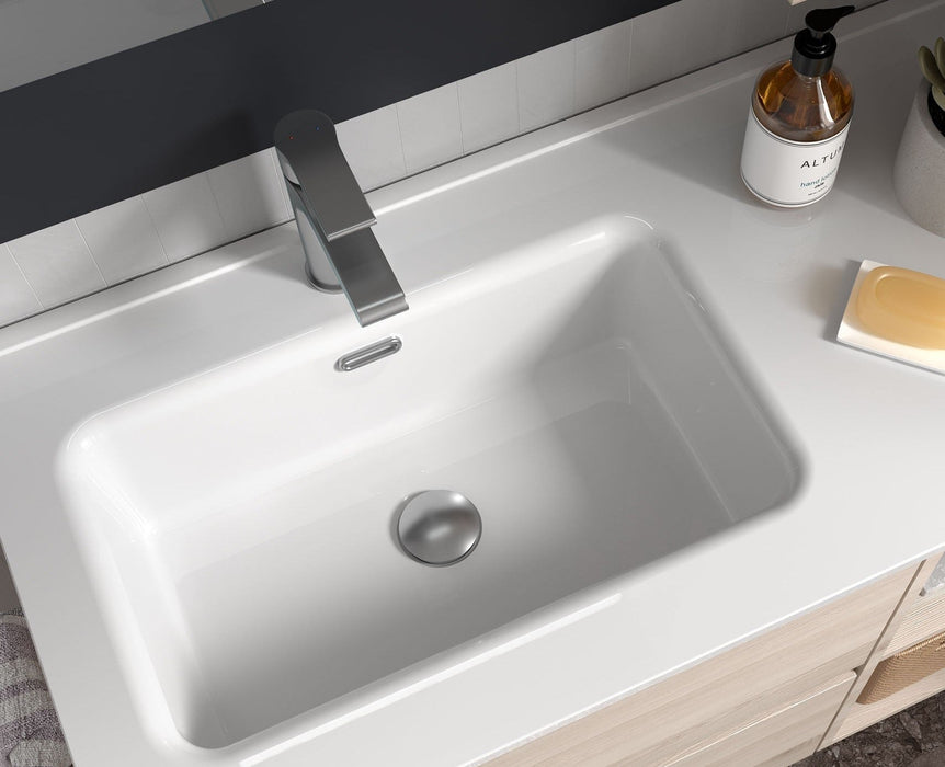 SALGAR BEQUIA Mueble de Baño con Lavabo 2 Cajones 2 Huecos Roble África Negro Derecha