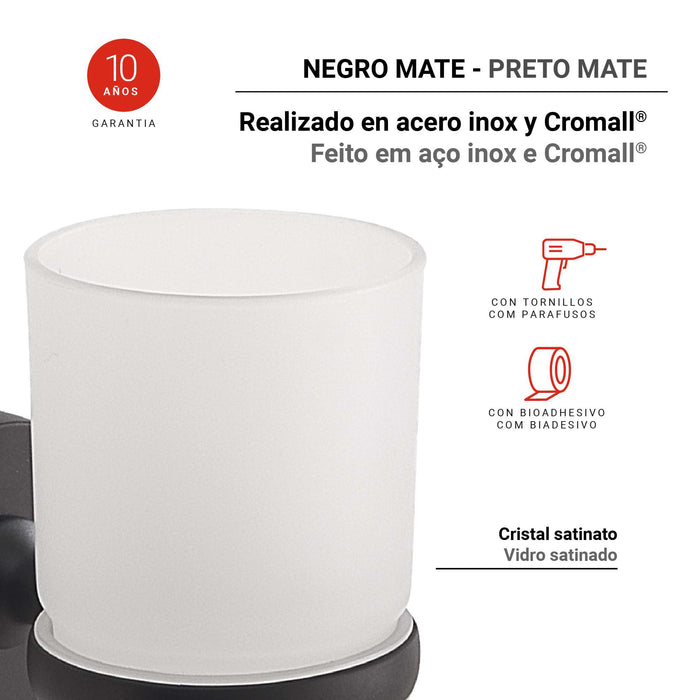 GEDY FP101400100 FELCE PLUS Portacepillos Negro Mate