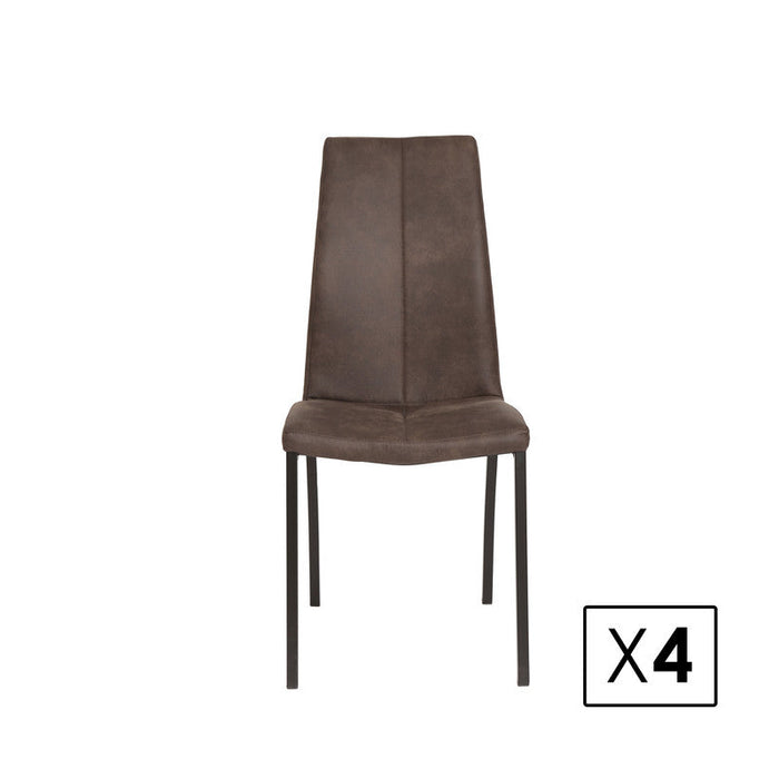 FURNITURE STYLE FS304CHOCMCF MARIAN Pack 4 Sillas de Comedor Microfibra Color Marrón