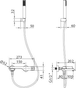 IMEX BDR031-4NG DENMARK Bathroom/Shower Single-lever Denmark Kit
