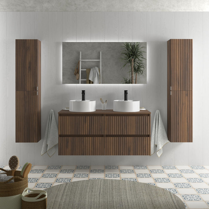 SALGAR 121776 KIRA Mueble de Baño 2 pozas Porcelana 120cm Nogal