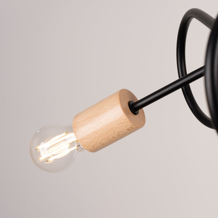 SOLLUX SL.1477 Lámpara EMBER 3 schwarz negro/madera natural