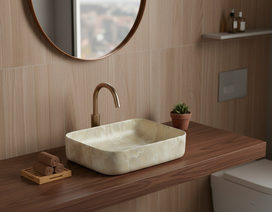 BhD 7057 DALLAS Lavabo Rectangular Travertino Sobre Encimera