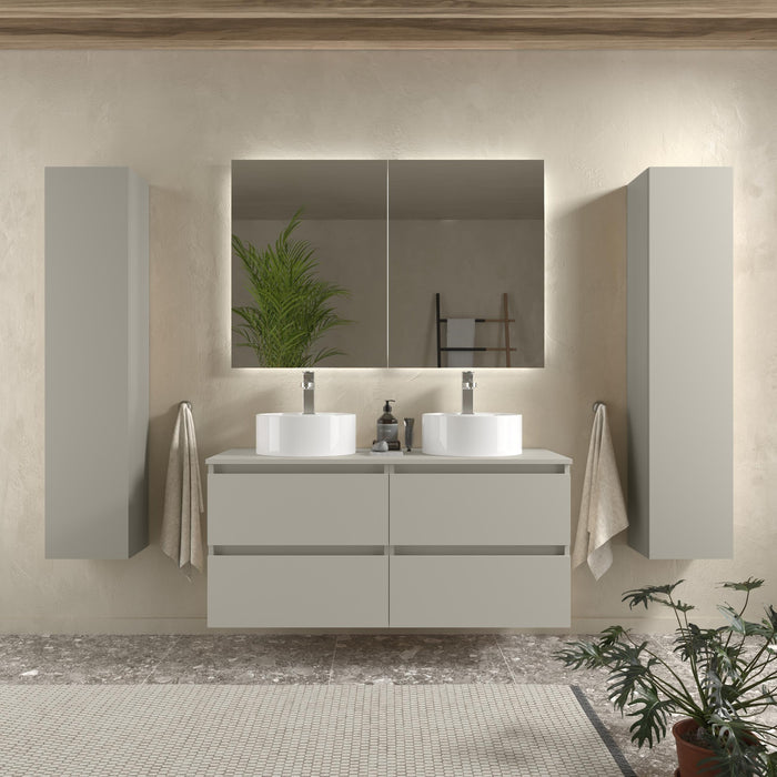 SALGAR 122361 BEQUIA Mueble de Baño 2 pozas Porcelana 120cm Gris mate
