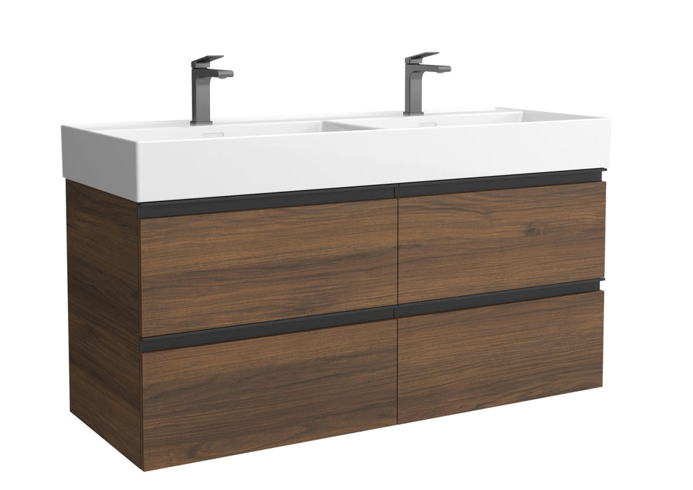 SALGAR 115942 BEQUIA METAL Mueble de Baño 2 pozas Porcelana 120cm Nogal