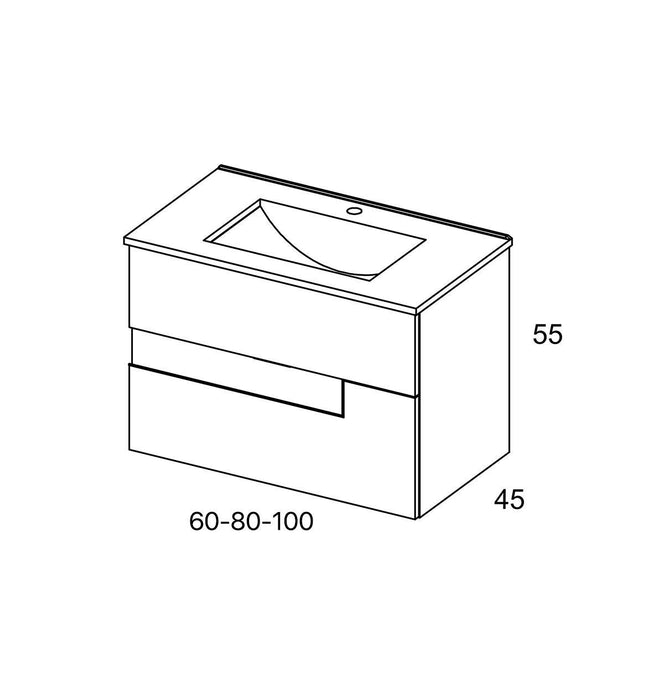 VISOBATH VISION Complete Furniture Set Wall Hung 2 Drawers Glossy Gray/White