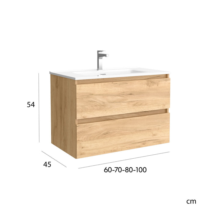 SALGAR BEQUIA Mueble de Baño con Lavabo Color Roble África