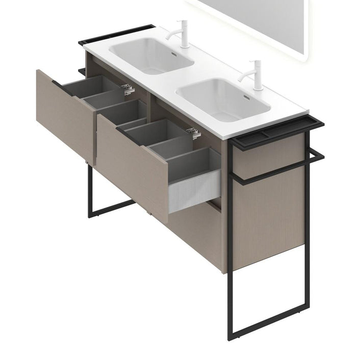 AMIZUVA C0073759 KEIKO Bathroom Furniture with Sink 4 Drawers 120 cm Fumé Arenado