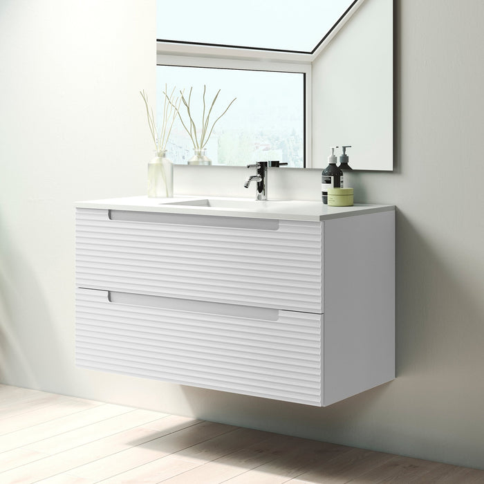 VISOBATH KYOTO Mueble de Baño con Lavabo 2 Cajones Suspendido Blanco Ada Mate