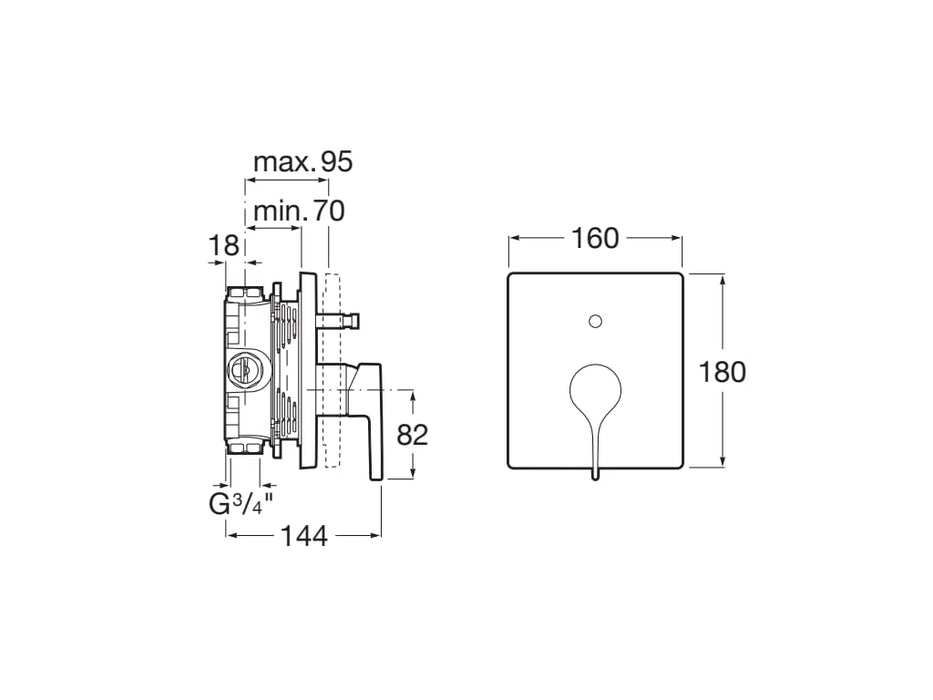 ROCA A5A0B3ANM0 INSIGNIA Grifo Monomando Empotrable para Baño-Ducha Negro Titanio Cepillado