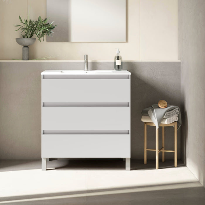 VISOBATH BOX Mueble+Lavabo 3 Cajones Color Blanco ADA