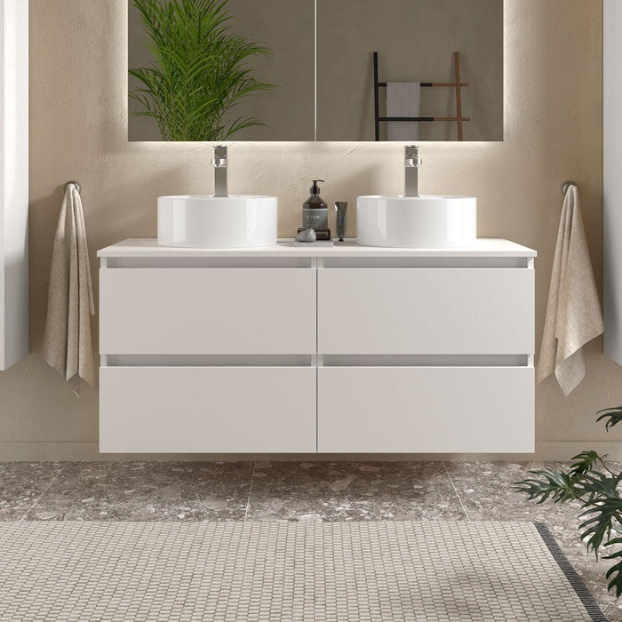 SALGAR BEQUIA Mueble de Baño con Tapa Encimera 4 Cajones Color Blanco Mate