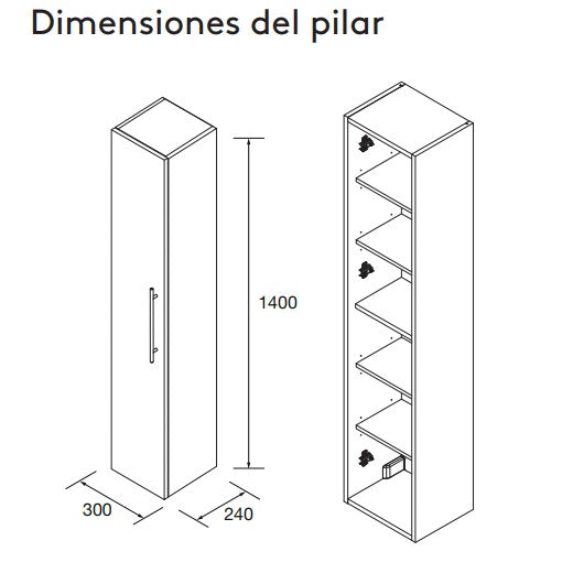 SALGAR SILANE Columna Mueble Verde Satinado Con Tirador Negro