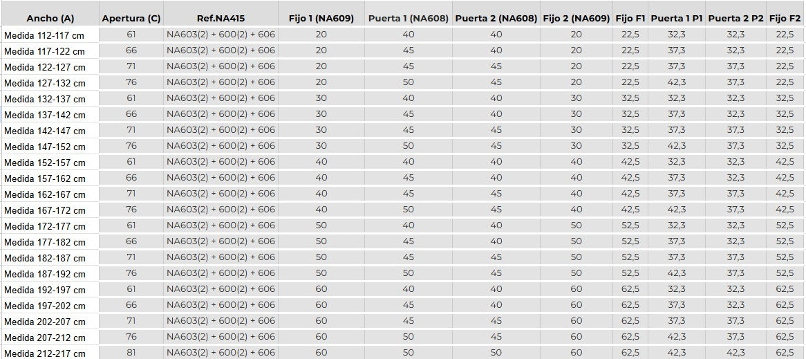 KASSANDRA NARDI NA515 Mampara de Ducha 2 Fijo + 2 Puertas Abatibles Oro Cepillado Transparente
